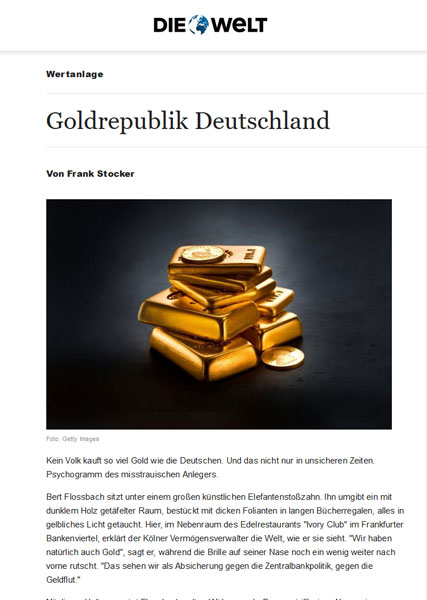 República del oro de Alemania: ningún pueblo compra tanto oro como los alemanes. Y no solo en tiempos inciertos. Psicograma del inversor desconfiado