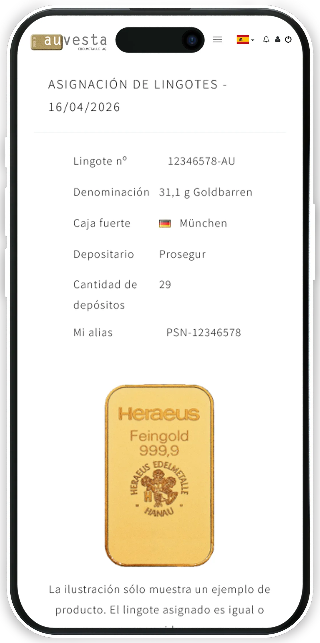 Depósito online - Todas las existencias de un vistazo